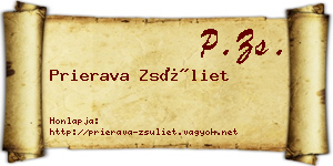 Prierava Zsüliet névjegykártya